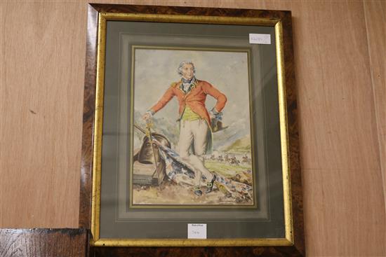 English School Charge of the Scots Guards and study of an army officer 9 x 21in. and 14 x 10in.